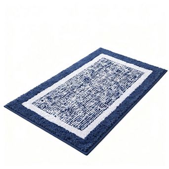 Plaid Bath Mat Non-Slip Water Absorbent Microfiber Plush Bathroom Rug Soft Furry Washable TPE