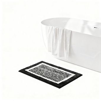 Plaid Bath Mat Non-Slip Water Absorbent Microfiber Plush Bathroom Rug Soft Furry Washable TPE