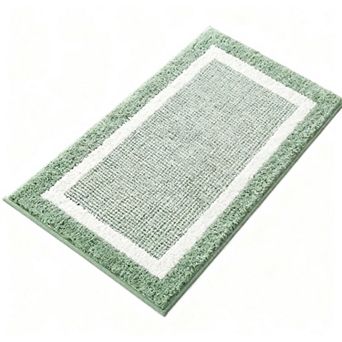 Plaid Bath Mat Non-Slip Water Absorbent Microfiber Plush Bathroom Rug Soft Furry Washable TPE