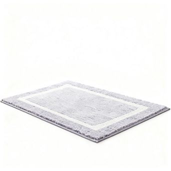 Plaid Bath Mat Non-Slip Water Absorbent Microfiber Plush Bathroom Rug Soft Furry Washable TPE
