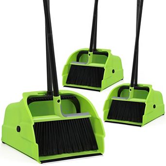 Commercial Broom Dustpan Set Heavy Duty Long Handle Indoor Outdoor Floor Cleaning
