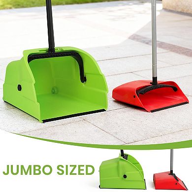 Commercial Broom Dustpan Set Heavy Duty Long Handle Indoor Outdoor Floor Cleaning