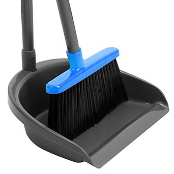 Long Handle Broom Dustpan Combo Adjustable Indoor Outdoor Floor Cleaning