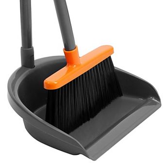 Long Handle Broom Dustpan Combo Adjustable Indoor Outdoor Floor Cleaning