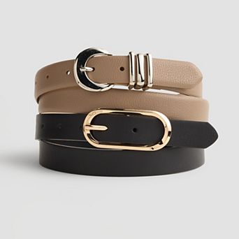 Women's Nine West 2 pc Wide Center Bar & Sculptural Multi Keeper Belt