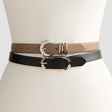 Women's Nine West 2-Piece Wide Center Bar & Sculptural Multi Keeper Belt