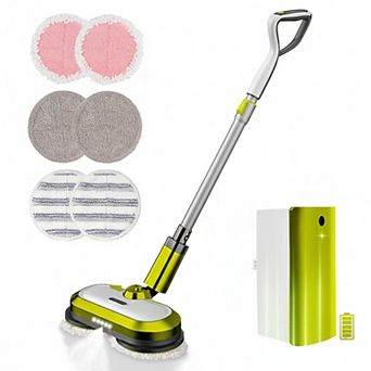 Cordless Electric Mop Dual Motor Self-Propelled Detachable Battery LED Light Washable Pads Hard