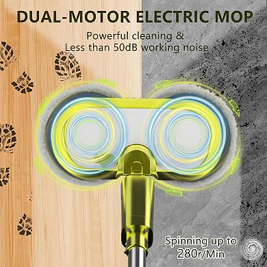Cordless Electric Mop Dual Motor Self-Propelled Detachable Battery LED Light Washable Pads Hard