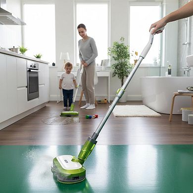 Cordless Electric Mop Dual Motor Self-Propelled Detachable Battery LED Light Washable Pads Hard