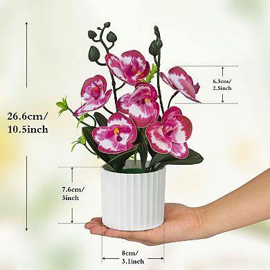 4pcs Artificial Orchids in Pot PU Realistic Flowers Home Wedding Decor