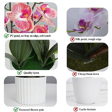 4pcs Artificial Orchids in Pot PU Realistic Flowers Home Wedding Decor