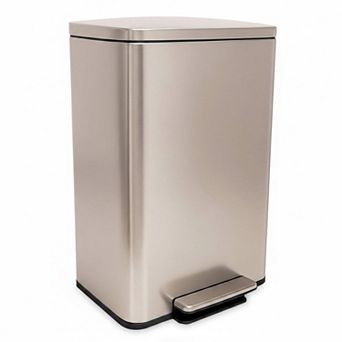 Stainless Steel Step Trash Can Quiet Close Smudge Resistant Built In Filter