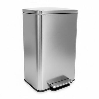Stainless Steel Step Trash Can Quiet Close Smudge Resistant Built In Filter