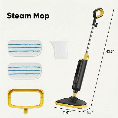 Steam Mop 30s Fast Heating 100°C 330ml Tank 180° Head 2 Washable Pads All Floors Carpet