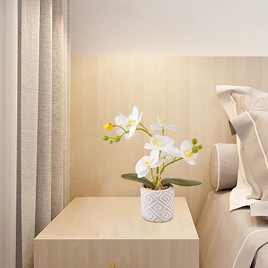 Artificial Orchid Flowers Real Touch Potted White Small Vase