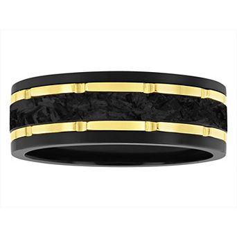 Steel Nation Men's Tungsten Two Tone Carbon Fiber Band Ring