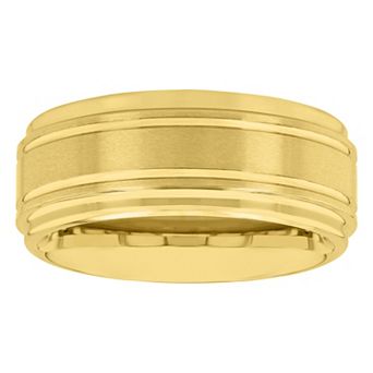 Steel Nation Men's Gold Tone Tungsten Step Edge Band Ring