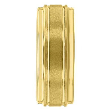 Steel Nation Men's Gold Tone Tungsten Step Edge Band Ring