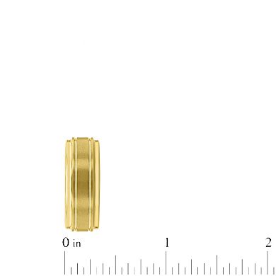 Steel Nation Men's Gold Tone Tungsten Step Edge Band Ring