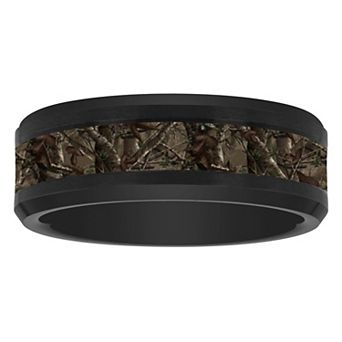 Steel Nation Men's Ion-Plated Tungsten Camo Inlay Center Band Ring