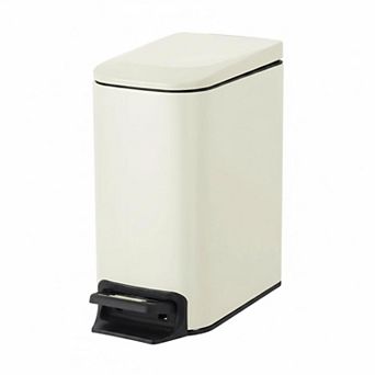 Small Bathroom Trash Can Soft Close Step Pedal Stainless Steel Removable Inner Bucket