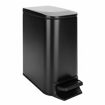Small Bathroom Trash Can Soft Close Step Pedal Stainless Steel Removable Inner Bucket