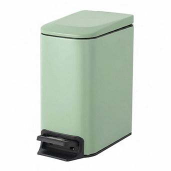 Small Bathroom Trash Can Soft Close Step Pedal Stainless Steel Removable Inner Bucket