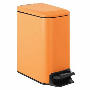 Small Bathroom Trash Can Soft Close Step Pedal Stainless Steel Removable Inner Bucket