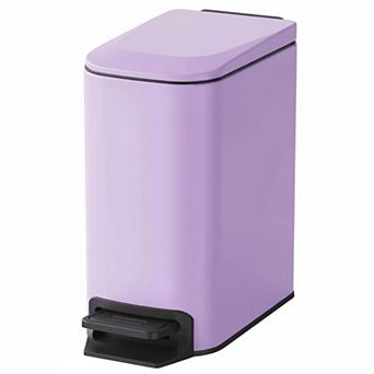 Small Bathroom Trash Can Soft Close Step Pedal Stainless Steel Removable Inner Bucket