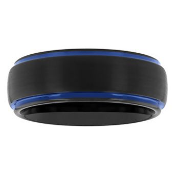Steel Nation Men's Ion-Plated Tungsten Step Edge Band Ring