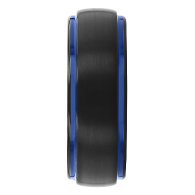 Steel Nation Men's Ion-Plated Tungsten Step Edge Band Ring
