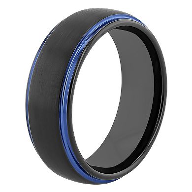 Steel Nation Men's Ion-Plated Tungsten Step Edge Band Ring