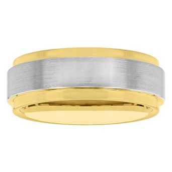Steel Nation Men's Tungsten & Sterling Silver Satin Step Edge Band Ring