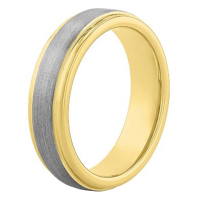 Steel Nation Men's Tungsten & Sterling Silver Satin Step Edge Band Ring