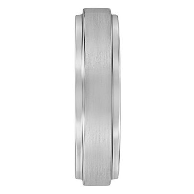 Steel Nation Men's Tungsten Step Edge Brush Band Ring
