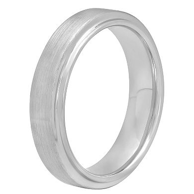 Steel Nation Men's Tungsten Step Edge Brush Band Ring
