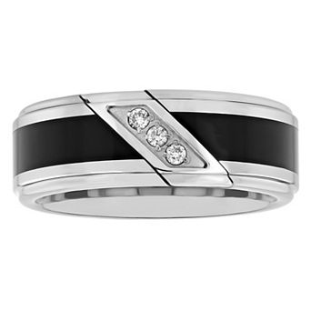 Steel Nation Men's Two Tone Tungsten 1/10 Carat T.W. Diamond Resin Inlay Band Ring