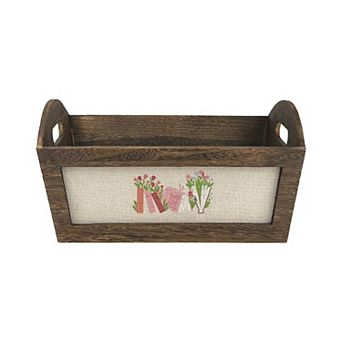 Wood Book Bin with Handles