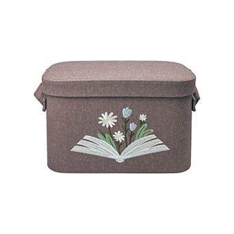 Floral Fabric Book Storage Bin with Lid