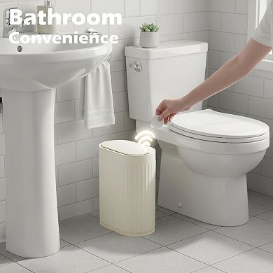 Motion Sensor Trash Can 2 Gal Automatic Lid IPX5 Waterproof Wastebasket Bathroom Kitchen Office