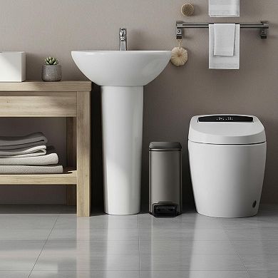 Slim Trash Can w/Lid Soft Close Step Pedal 6L Stainless Steel Small Garbage Bin for Narrow Spaces