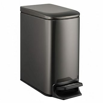 Slim Trash Can w/Lid Soft Close Step Pedal 6L Stainless Steel Small Garbage Bin for Narrow Spaces
