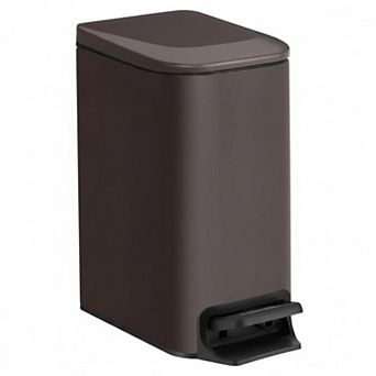 Slim Trash Can w/Lid Soft Close Step Pedal 6L Stainless Steel Small Garbage Bin for Narrow Spaces