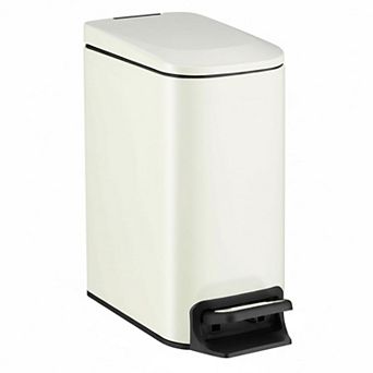 Slim Trash Can w/Lid Soft Close Step Pedal 6L Stainless Steel Small Garbage Bin for Narrow Spaces