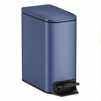 Slim Trash Can w/Lid Soft Close Step Pedal 6L Stainless Steel Small Garbage Bin for Narrow Spaces