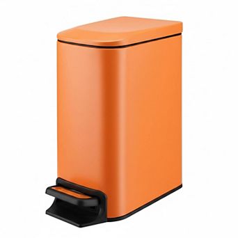 Slim Trash Can w/Lid Soft Close Step Pedal 6L Stainless Steel Small Garbage Bin for Narrow Spaces