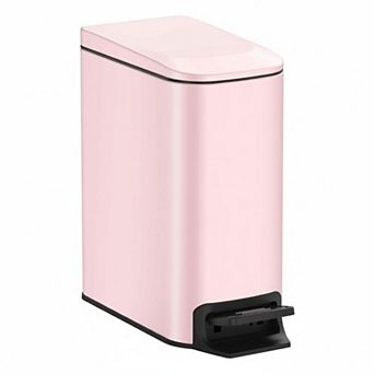 Slim Trash Can w/Lid Soft Close Step Pedal 6L Stainless Steel Small Garbage Bin for Narrow Spaces