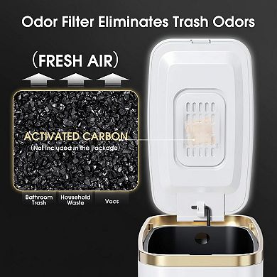 Small Bathroom Trash Can With Lid Soft Close Stainless Steel Step Pedal Slim Wastebasket For Office