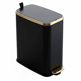 Small Bathroom Trash Can With Lid Soft Close Stainless Steel Step Pedal Slim Wastebasket For Office
