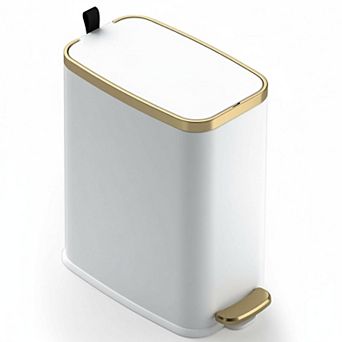 Small Bathroom Trash Can With Lid Soft Close Stainless Steel Step Pedal Slim Wastebasket For Office